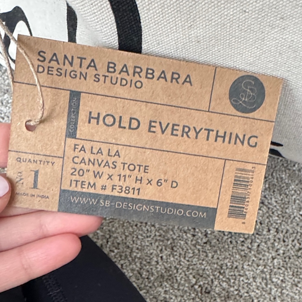 Santa Barbara Cream and Black Tote Bag - Picture 2 of 3